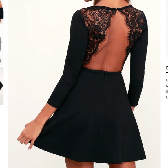 Lulu's Felicity Black Backless Lace Skater Dress Size: S New! - Picture 2 of 14